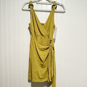 Olia Green Linen Blend Wrap Dress NEW Size Small